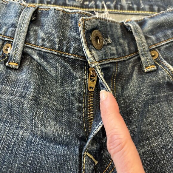 Levi’s Capital Long Shorts 26 Blue Denim Frayed Waist Below Knee Skinny - Picture 10 of 13